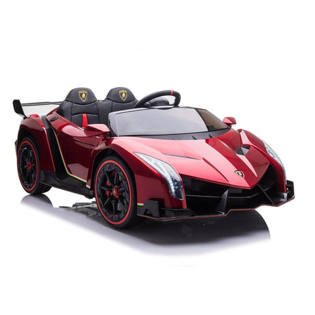 24V Kids Car Lamborghini Veneno – A sleek, black children's electric car with two seats, EVA tires, and a realistic sports car design for kids aged 3-8 - Right Side View.