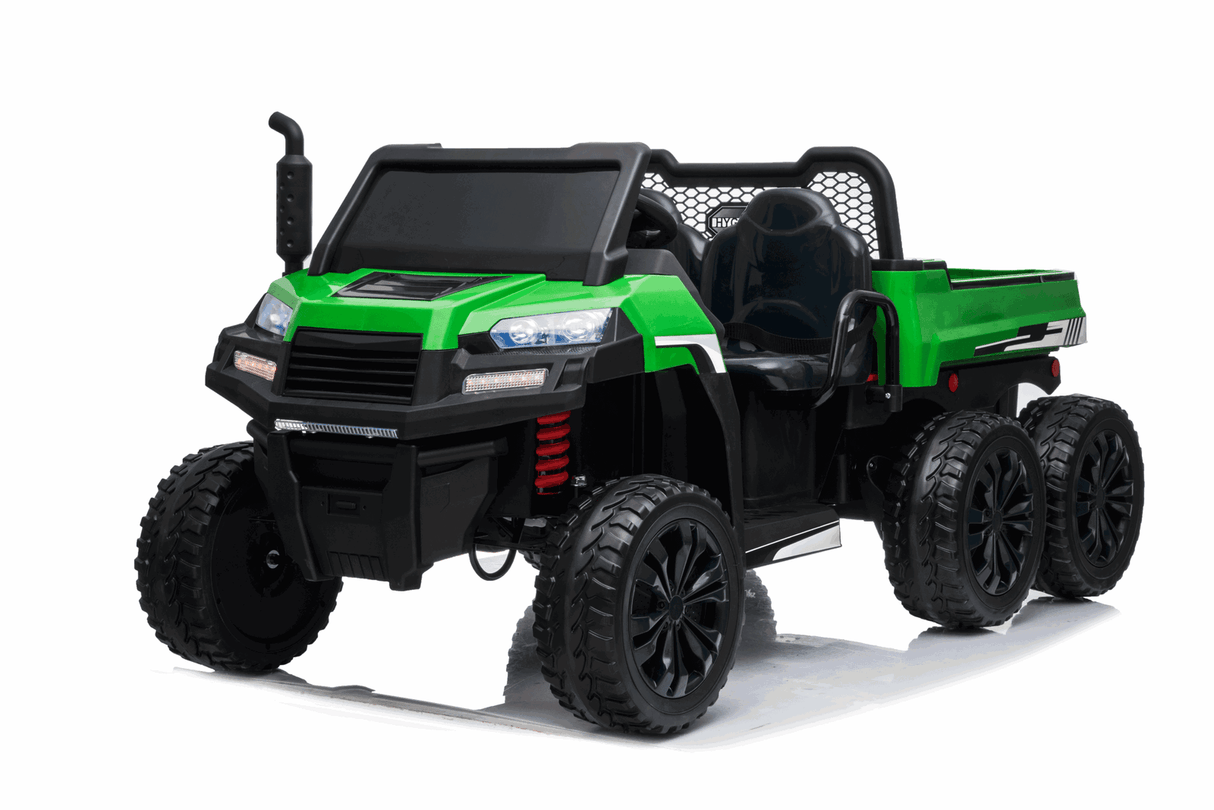 Ride On Kids 24V 6-Wheeler Tractor Trailer Ride-On with Dump Cart and Parental Remote