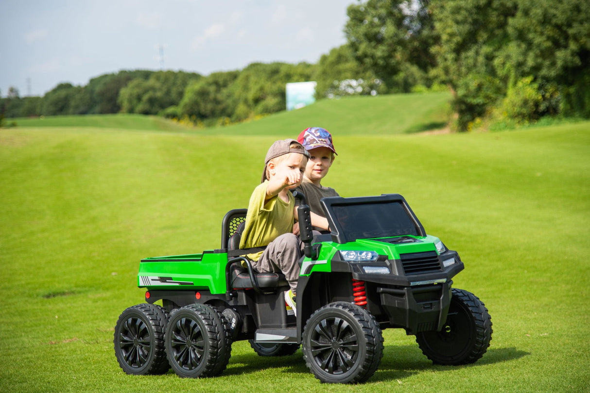 Ride On Kids 24V 6-Wheeler Tractor Trailer Ride-On with Dump Cart and Parental Remote