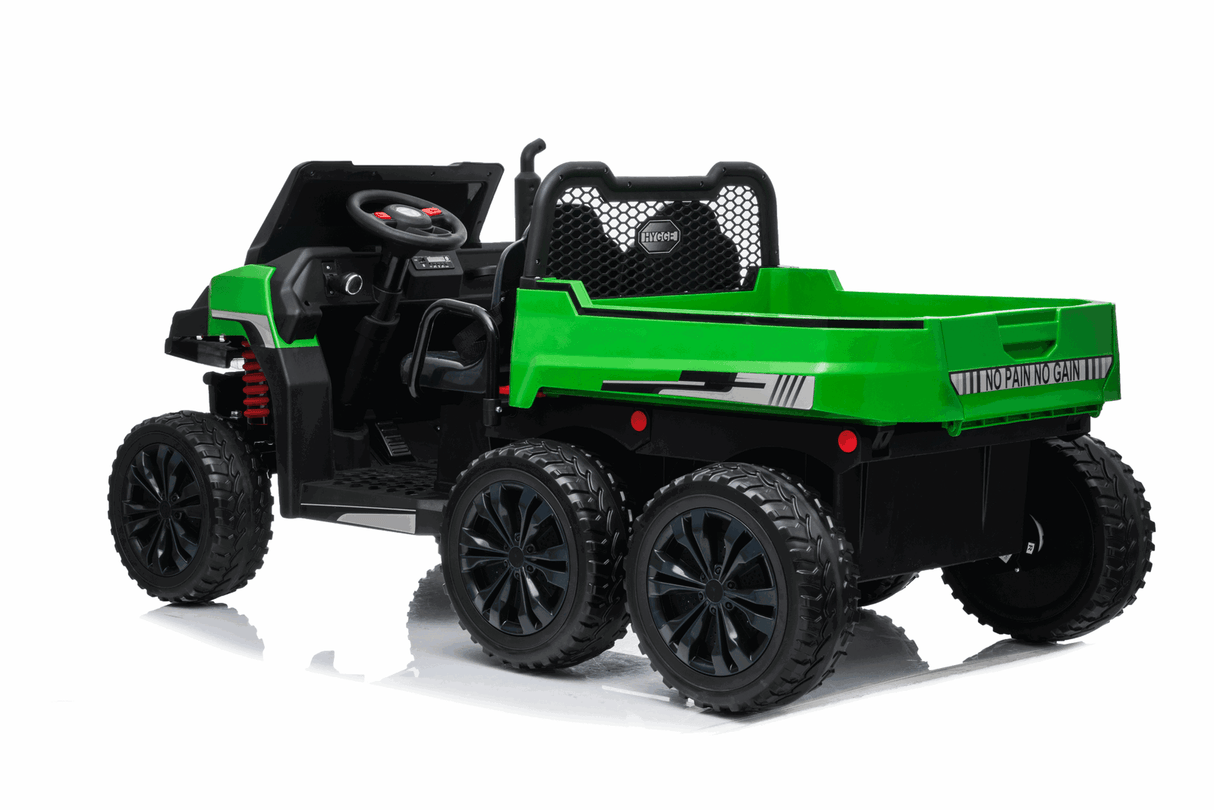 Ride On Kids 24V 6-Wheeler Tractor Trailer Ride-On with Dump Cart and Parental Remote