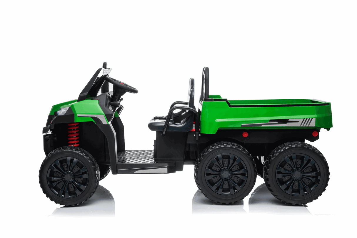 Ride On Kids 24V 6-Wheeler Tractor Trailer Ride-On with Dump Cart and Parental Remote