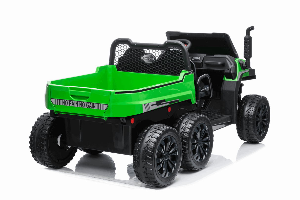 Ride On Kids 24V 6-Wheeler Tractor Trailer Ride-On with Dump Cart and Parental Remote