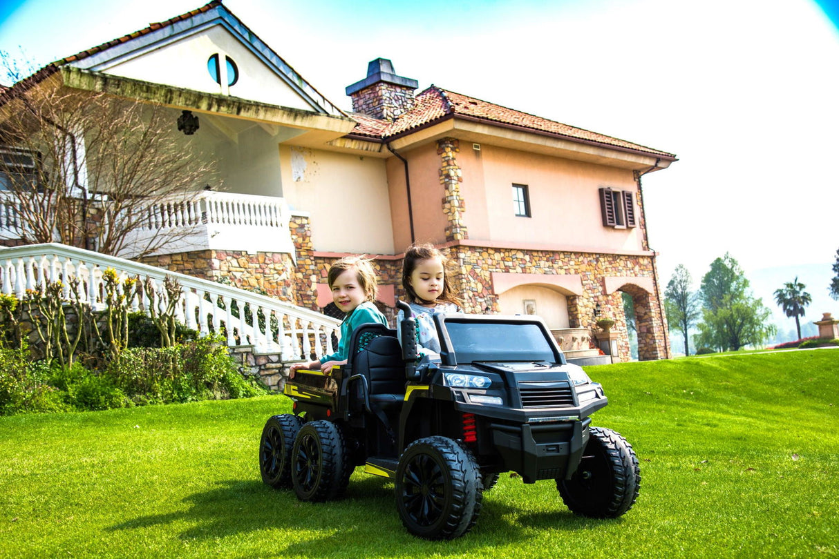 Ride On Kids 24V 6-Wheeler Tractor Trailer Ride-On with Dump Cart and Parental Remote