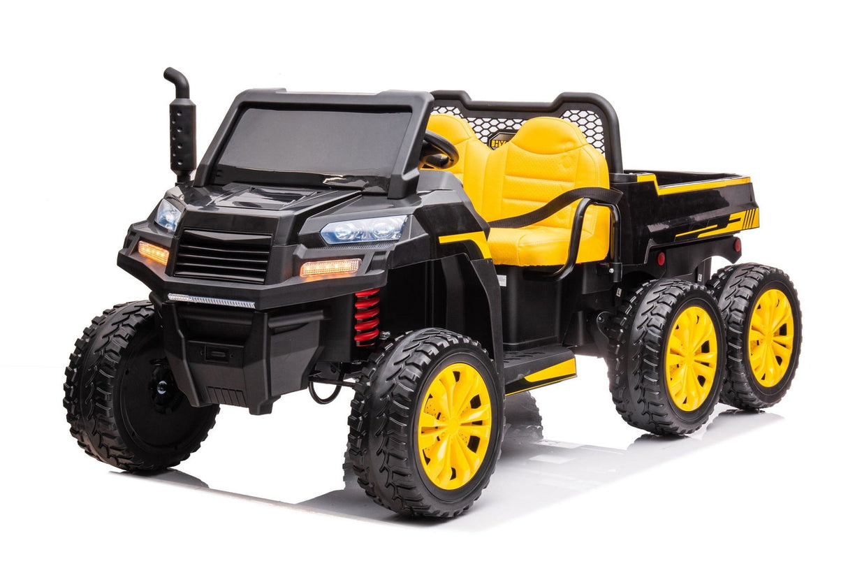 Ride On Kids 24V 6-Wheeler Tractor Trailer Ride-On with Dump Cart and Parental Remote