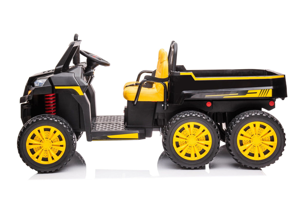 Ride On Kids 24V 6-Wheeler Tractor Trailer Ride-On with Dump Cart and Parental Remote