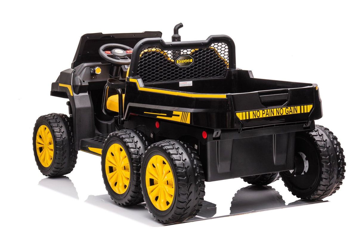 Ride On Kids 24V 6-Wheeler Tractor Trailer Ride-On with Dump Cart and Parental Remote