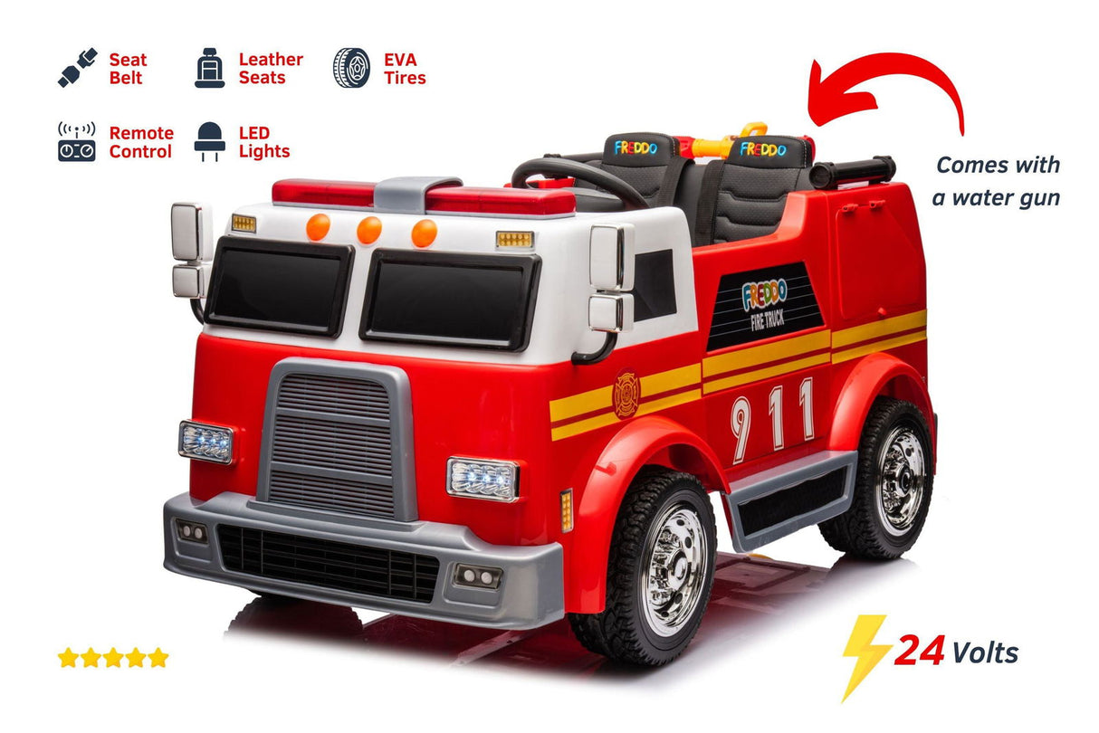 24V Fire Truck 2-Seater Ride On Car for Kids – Ultimate Rescue Adventure by Ride On Kids