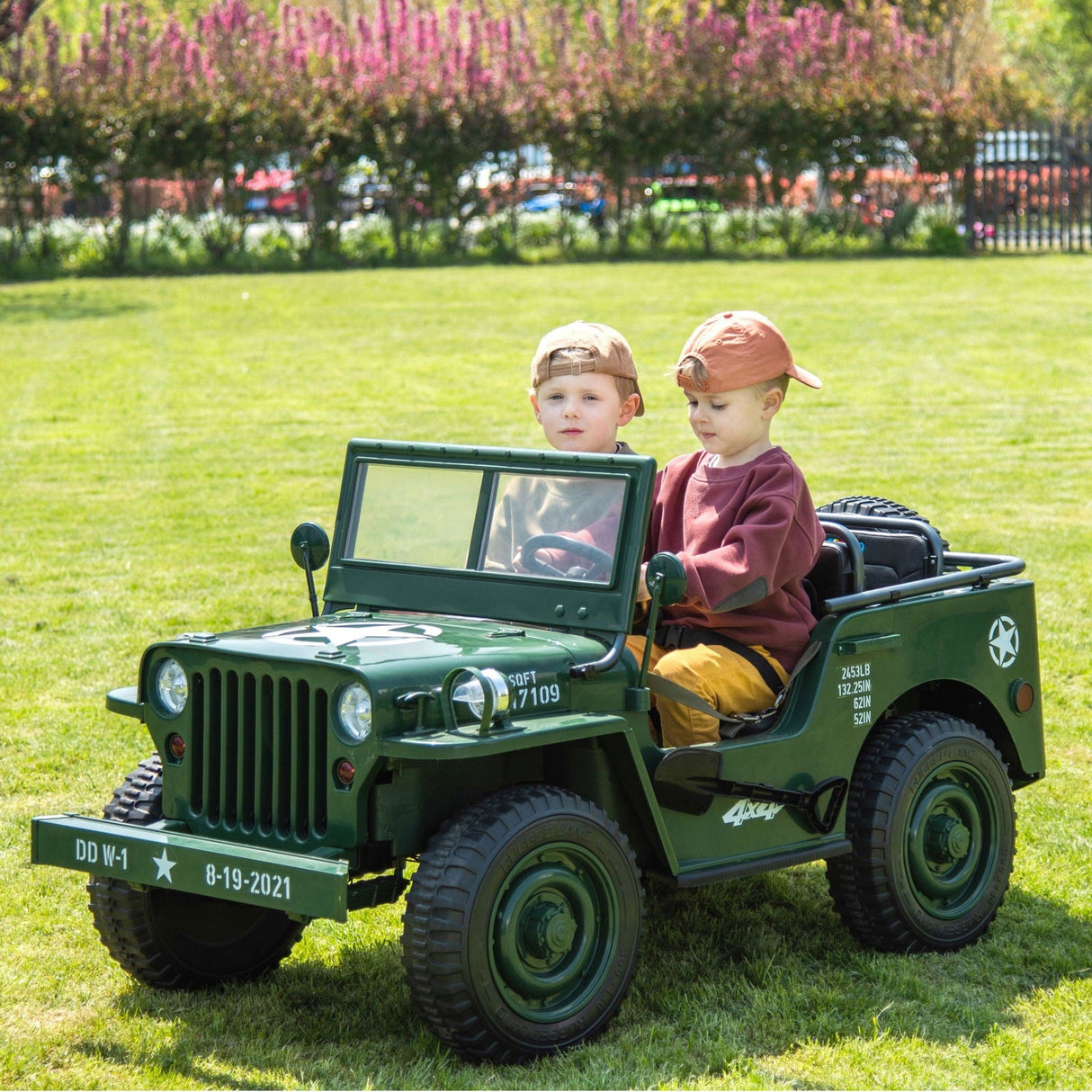 24V Military Willy Jeep 3-Seater Electric Ride-On for Kids – Rugged Adventure Vehicle with Parental Remote | Ride On Kids
