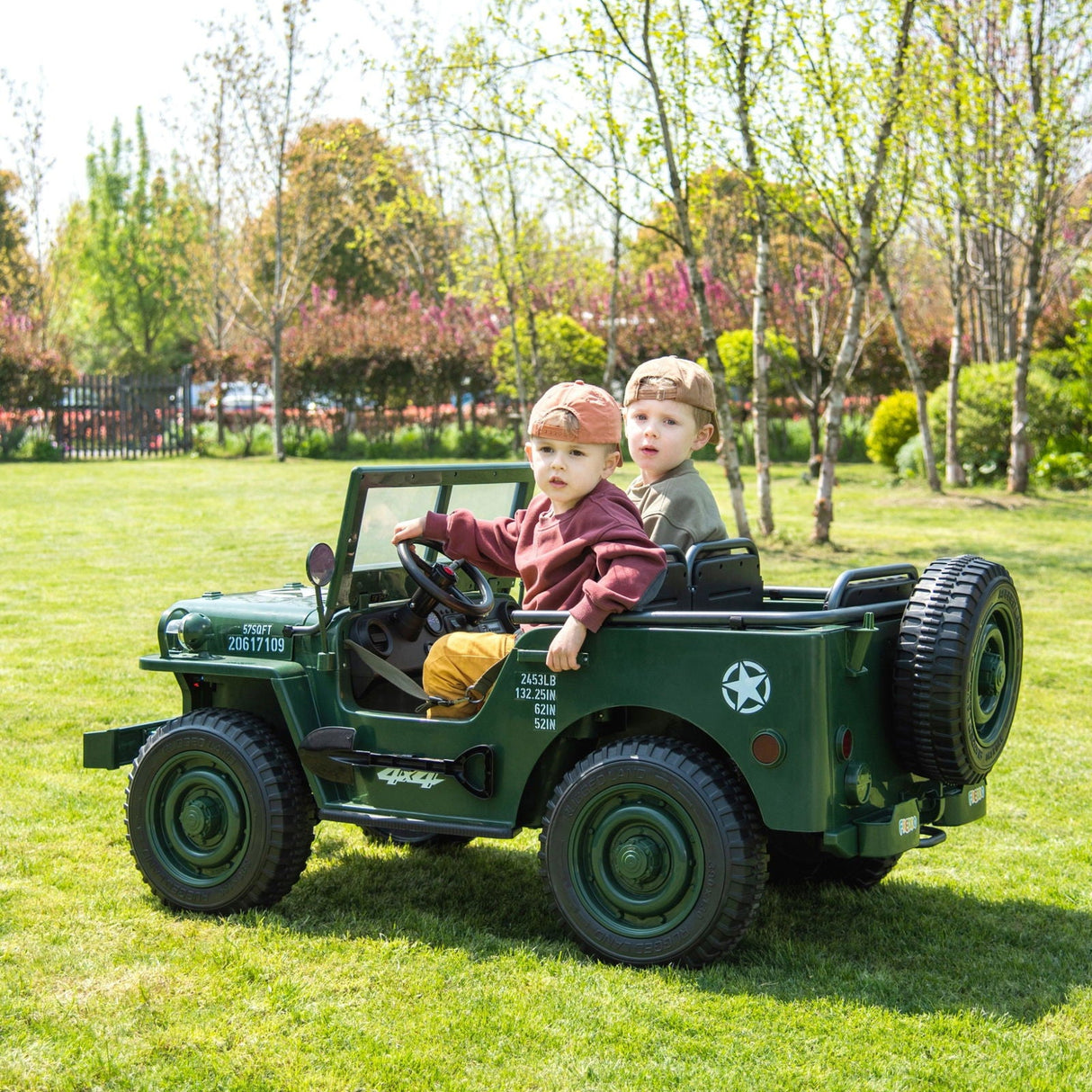 24V Military Willy Jeep 3-Seater Electric Ride-On for Kids – Rugged Adventure Vehicle with Parental Remote | Ride On Kids
