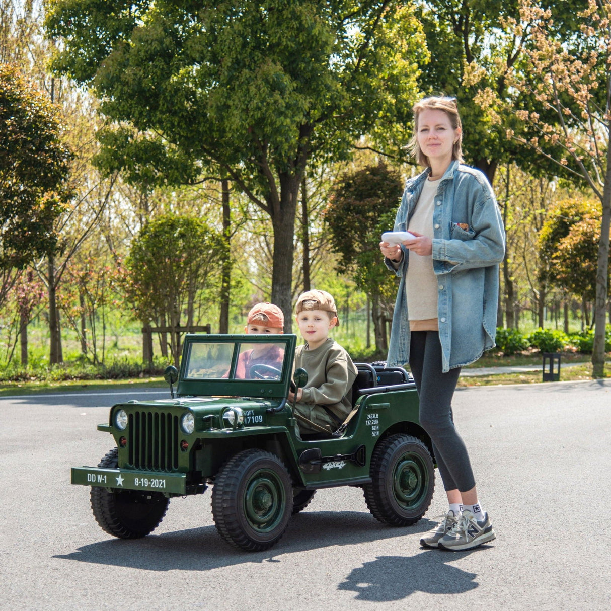 24V Military Willy Jeep 3-Seater Electric Ride-On for Kids – Rugged Adventure Vehicle with Parental Remote | Ride On Kids