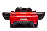 48V Turbo Racer Kids Electric Car – A high-speed, two-seater children's ride-on with a 600W motor, leather seats, LED lights, and all-terrain air tires - back view of 48v Red Turbo Racer.