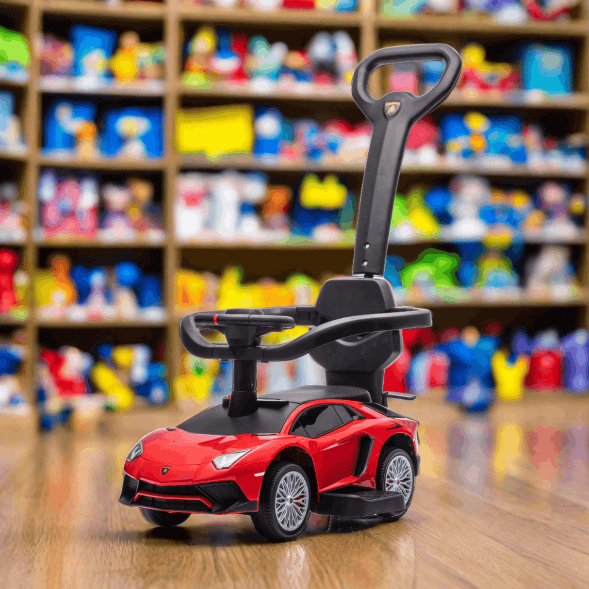 Official Lamborghini 3-in-1 Kids Push Ride-On Toy Car – Licensed Ride On with Lights, Music, and Safety Features