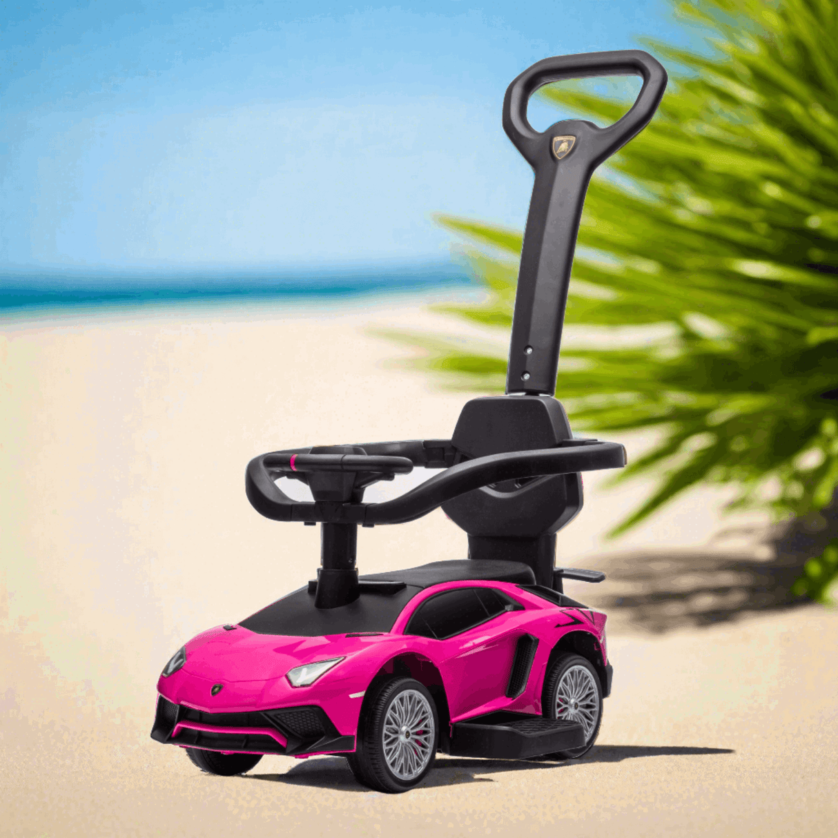 Official Lamborghini 3-in-1 Kids Push Ride-On Toy Car – Licensed Ride On with Lights, Music, and Safety Features